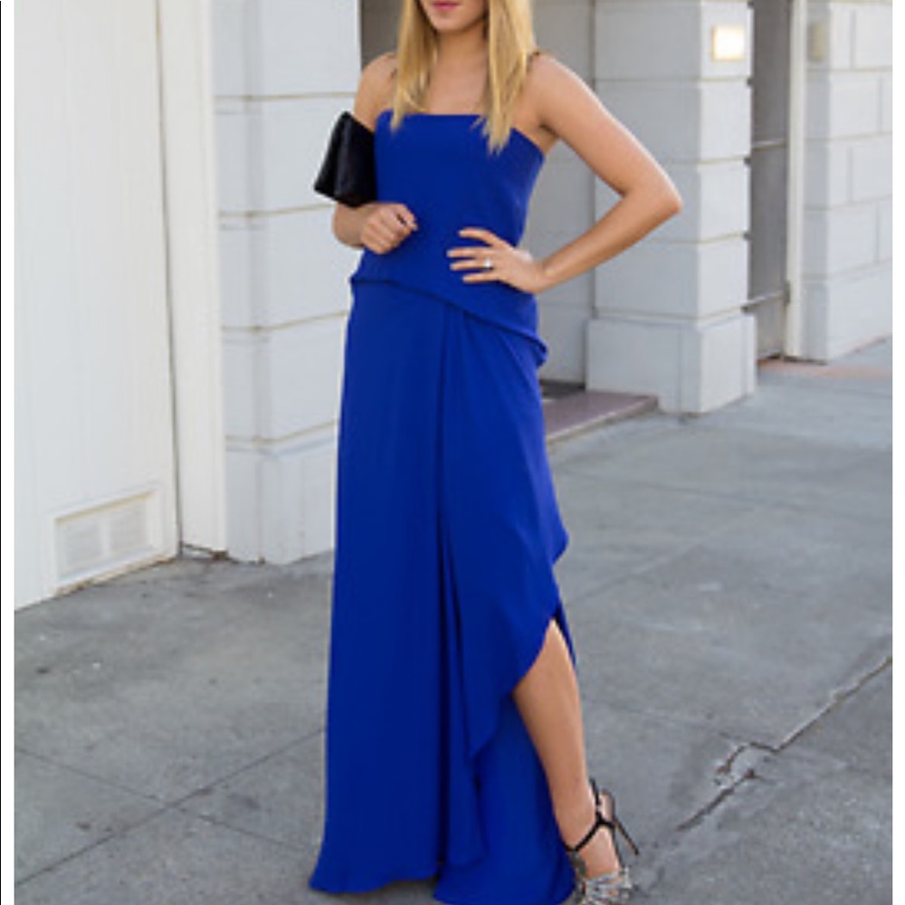 BCBG MaxAzria Royal Blue Grace Strapless Gown